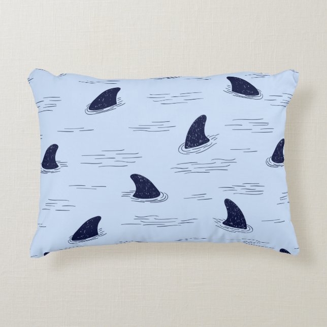 Shark fin seamless pattern.  accent pillow (Front)