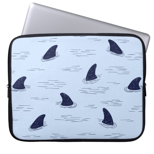 Shark fin seamless pattern.  laptop sleeve (Front)