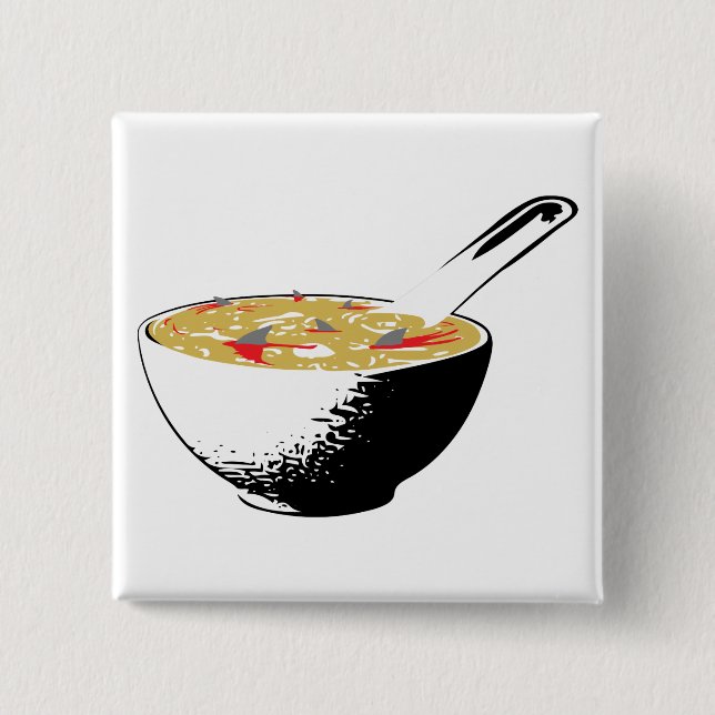 shark fin soup 2 inch square button (Front)