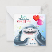 Shark Fintastic Kids Classroom Valentines Card