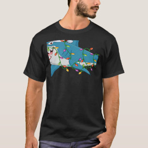 Shark Fish  Christmas Lights Santa Shark Xmas T-Shirt