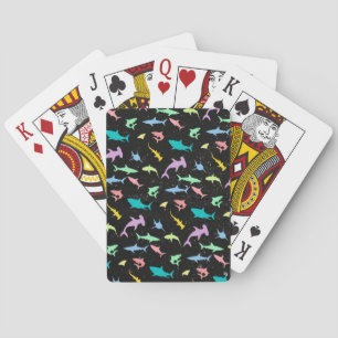 Shark fish colourful shadow on Dark galaxy Space Playing Cards