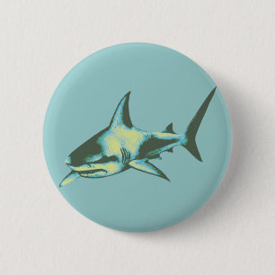 shark fish, wild animals 2 inch round button