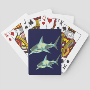 shark fish, wild animals playing cards