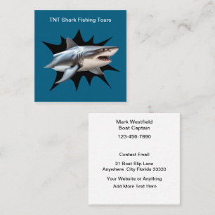 Shark Fishing Tour Boat Captain Square Business Card