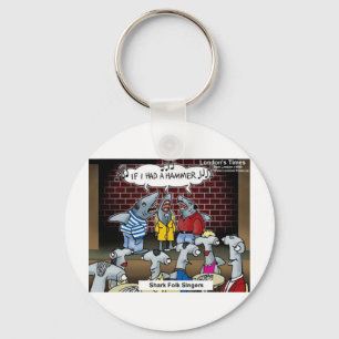 Shark Folk Singers Funny Gifts Tees & Cards Keychain