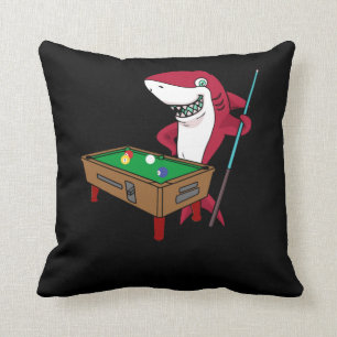 Shark Funny Billiard Pool Player Throw Pillow