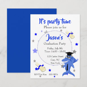 Shark graduation party invitation