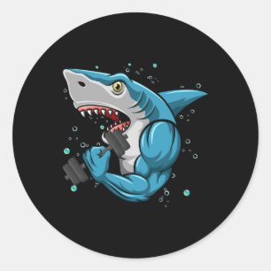 Shark Gym Powerlifting Weightlifting Bodybuilding Classic Round Sticker