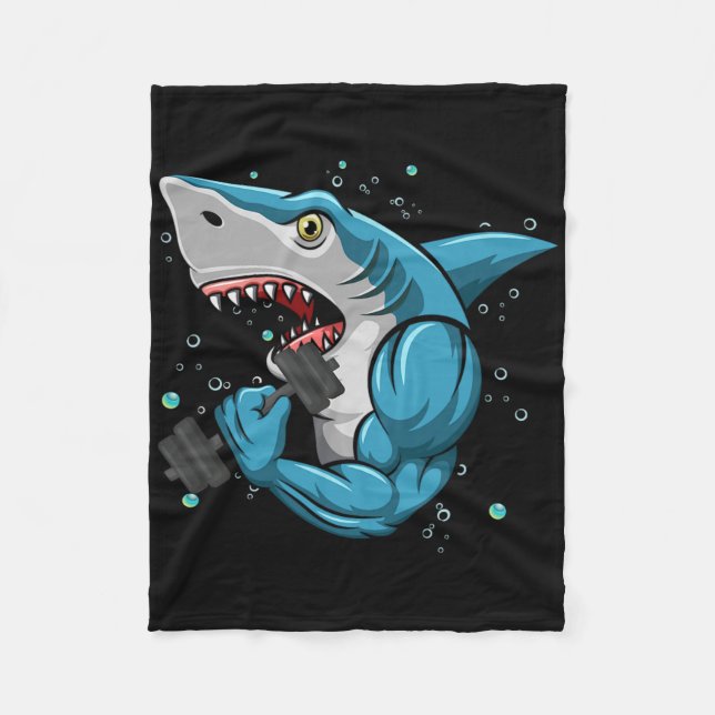 Shark Gym Powerlifting Weightlifting Bodybuilding  Fleece Blanket (Front)