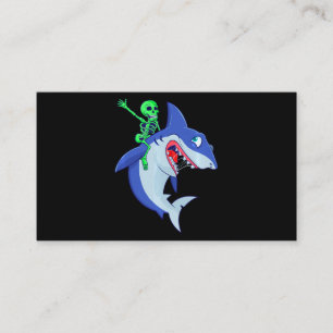 Shark Halloween Skeleton Riding Sharks Lover Funny Business Card