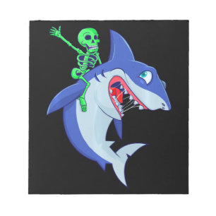 Shark Halloween Skeleton Riding Sharks Lover Funny Notepad