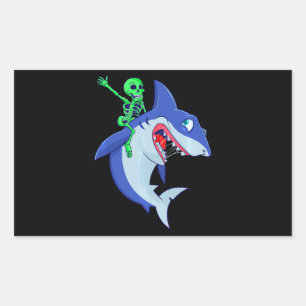 Shark Halloween Skeleton Riding Sharks Lover Funny Sticker