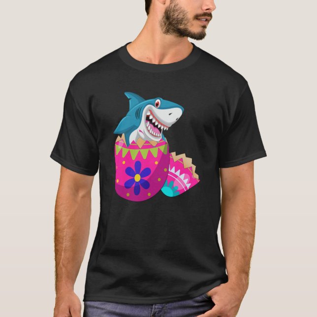 Shark Hatching From Easter Egg Easter Day T-Shirt (Front)