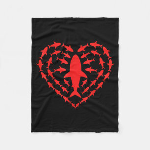 Shark Heart Ocean Funny Valentines Day Men Women K Fleece Blanket