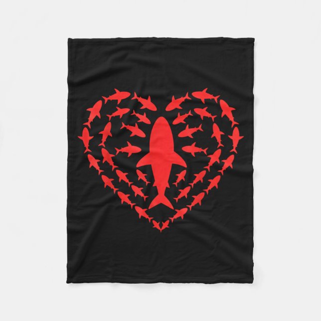 Shark Heart Ocean Funny Valentines Day Men Women K Fleece Blanket (Front)