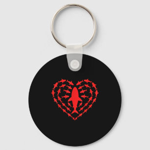 Shark Heart Ocean Funny Valentines Day Men Women K Keychain