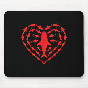 Shark Heart Ocean Funny Valentines Day Men Women K Mouse Pad