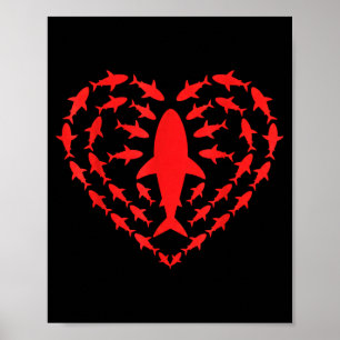 Shark Heart Ocean Funny Valentines Day Men Women K Poster