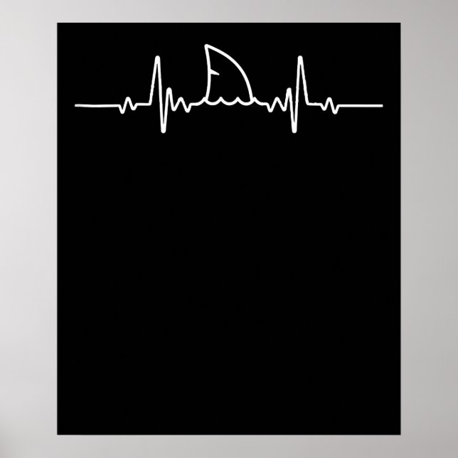 Shark Heartbeat  Shark Lovers Fin Ocean Animal Poster (Front)