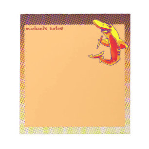 shark holds pencil funny cartoon customizable notepad