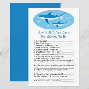 Shark How well do you know baby shower game