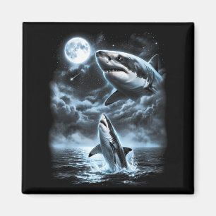 Shark Howling At Moon 90s Retro Magnet