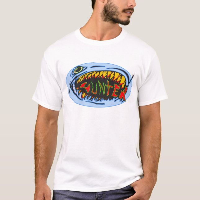 Shark Hunter Graffiti Art T-Shirt (Front)