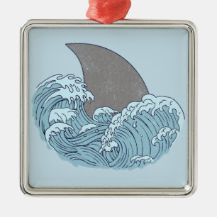 Shark illustration metal ornament