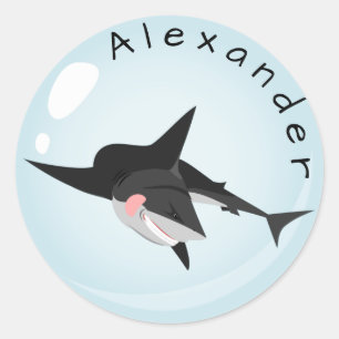 Shark in a  Bubble  Personalize Classic Round Sticker