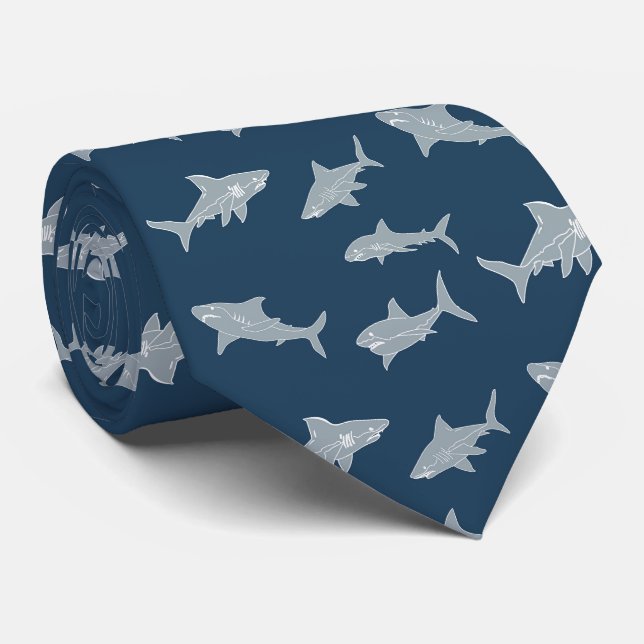 Shark In Blue Ocean Abstract Pattern For Man Tie (Rolled)