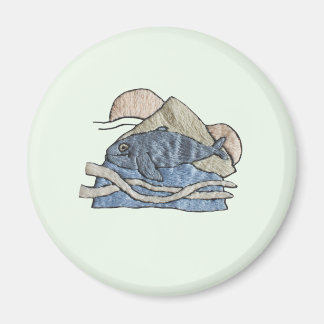 Shark in embroidery design magnet