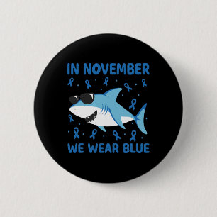 Shark In November We Wear Blue Diabetes Kid Boy To 2 Inch Round Button