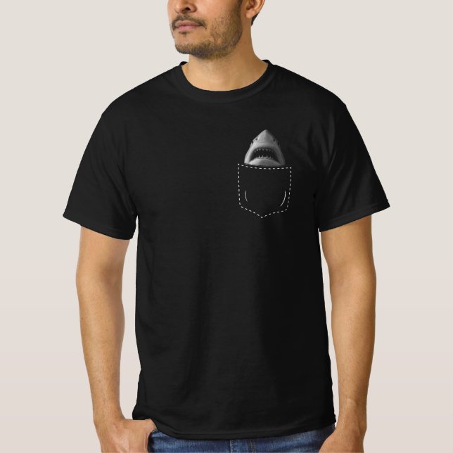 Shark in Pocket  T-Shirt (Front)