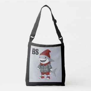 shark in Scottish Disguise – charming tartan shark Crossbody Bag