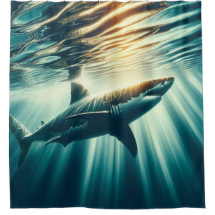 Shark in the deep blue sea & sunlight