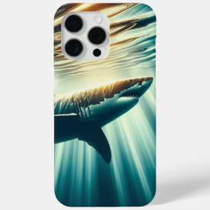 Shark in the deep blue sea & sunlight iPhone 15 pro max case