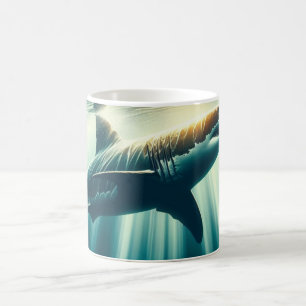 Shark in the deep blue sea & sunlight coffee mug
