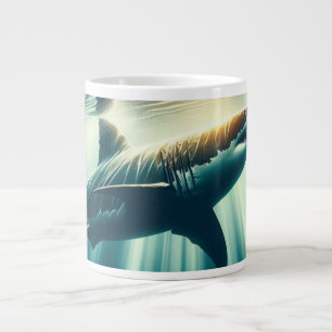 Shark in the deep blue sea & sunlight large coffee mug