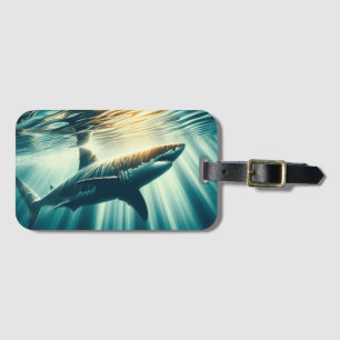 Shark in the deep blue sea & sunlight luggage tag