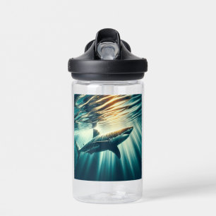 Shark in the deep blue sea & sunlight water bottle