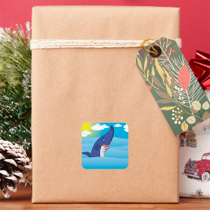 Shark In The Ocean Square Sticker