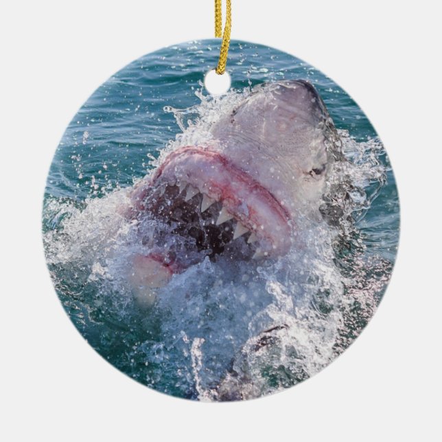 Shark in the water ceramic ornament (Front)