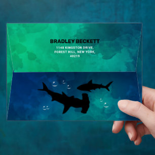 Shark Infested Any Age Birthday Party Envelope