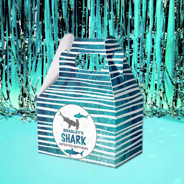 Shark Infested Any Age Birthday Party Favor Box (Creator Uploaded)