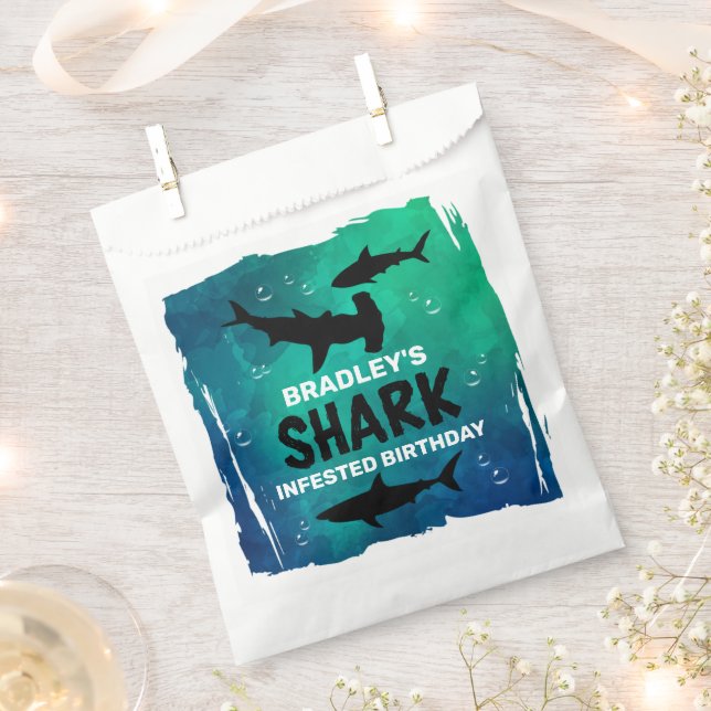 Shark Infested Any Age Birthday Party Favour Bag (Clipped)