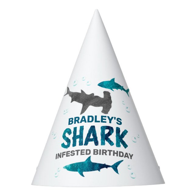 Shark Infested Any Age Birthday Party Hat (Front)