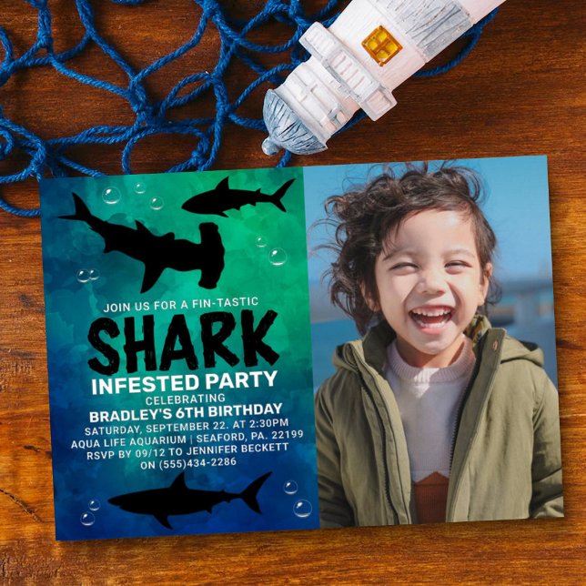 Shark Infested Any Age Birthday Photo Real (Creator Uploaded)