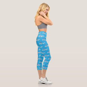 Shark Infested Waters Light Blue Capri Leggings