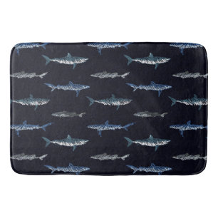 Shark Invasion Pattern Bath Mat